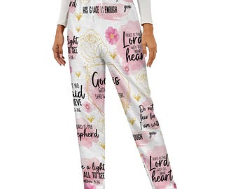 Christian Flannel Pajama Pants Bible Verse Lounge Pants, Faith-Based Sleepwear, Inspirational Scripture Pajamas for Women