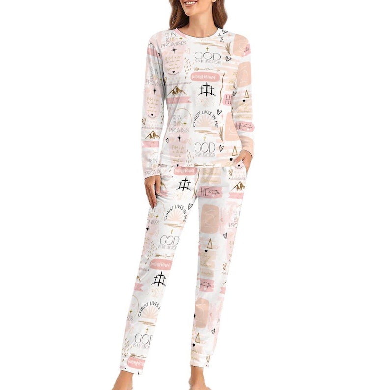 Pijama con textos bíblicos cristianos – Pastel Coquette Faith PJs White ffffff