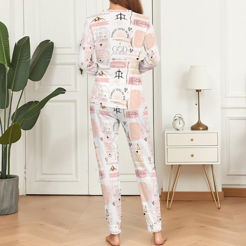 Pijama con textos bíblicos cristianos – Pastel Coquette Faith PJs imagen 7