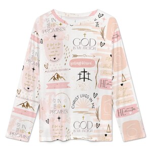 Pijama con textos bíblicos cristianos – Pastel Coquette Faith PJs imagen 4