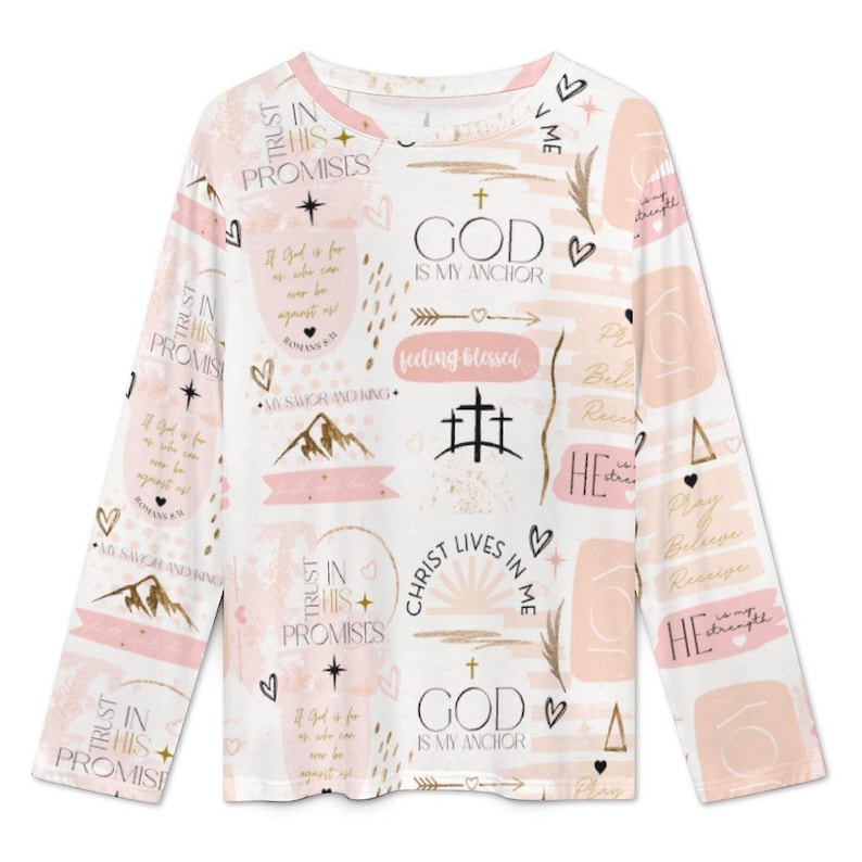 Pijama con textos bíblicos cristianos – Pastel Coquette Faith PJs imagen 4