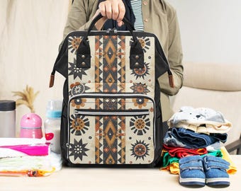Mochila para pañales con múltiples bolsillos de estilo bohemio