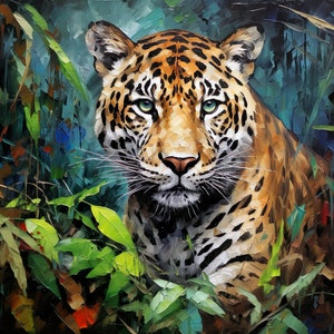 Leopard in the jungle | Home. Office. Wall art. Digital decoration mural. Acrylic.