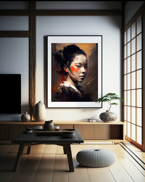 A Young, Pretty Japanese Woman in Color After the Theater. Wall
