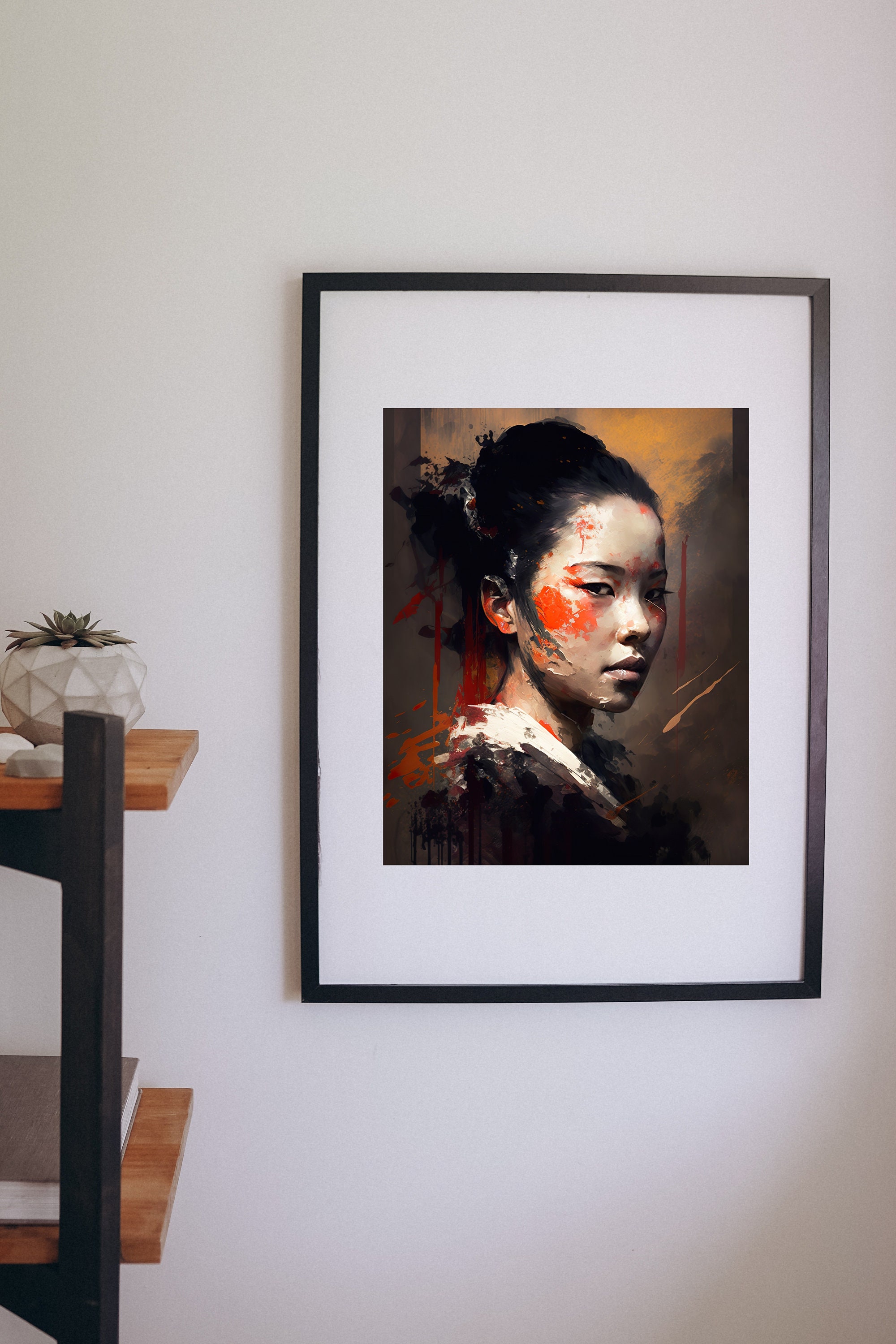 A Young, Pretty Japanese Woman in Color After the Theater. Wall
