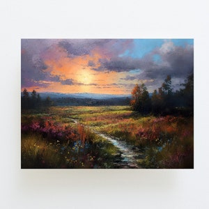 Energy image | Picturesque landscape with evening atmosphere. Wall art. Digital decorative mural. Oil. Home. Office