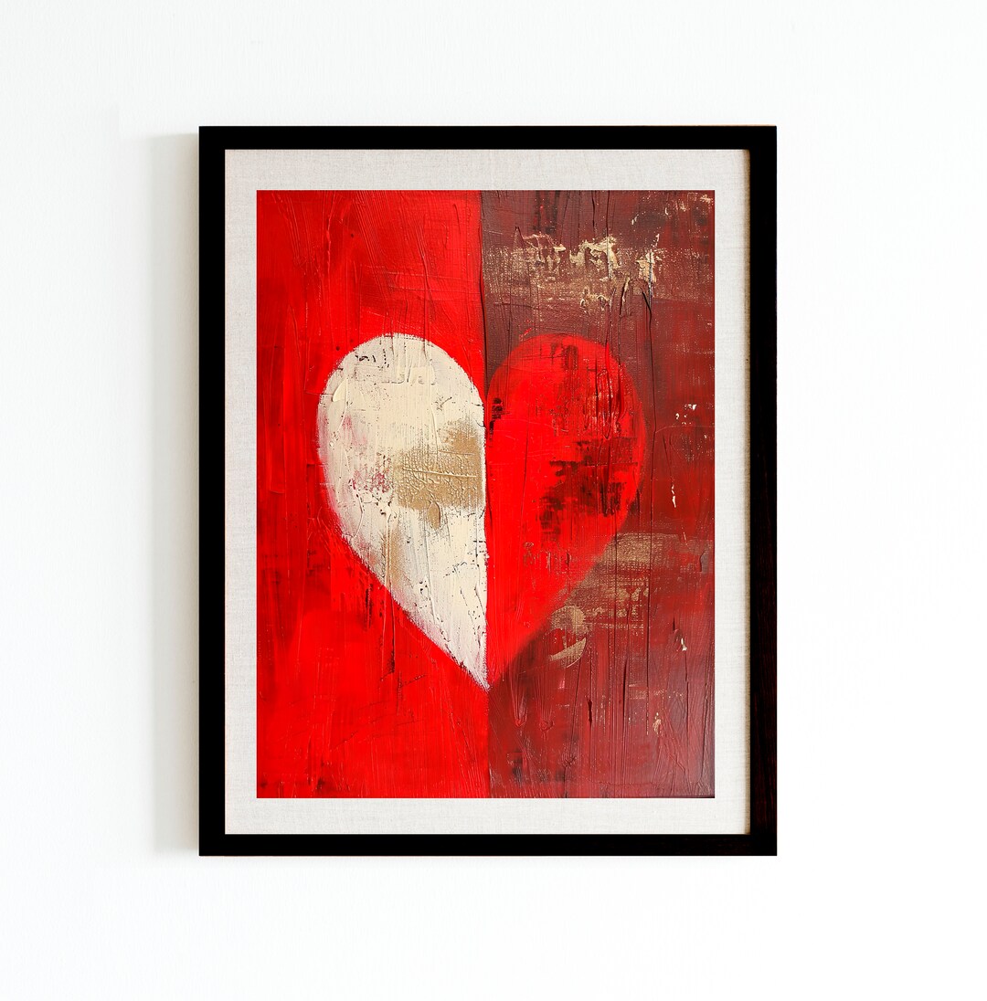 Abstract Double Heart | Oil - Etsy