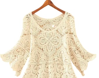 Crochet Open Knit Flower Pattern Top