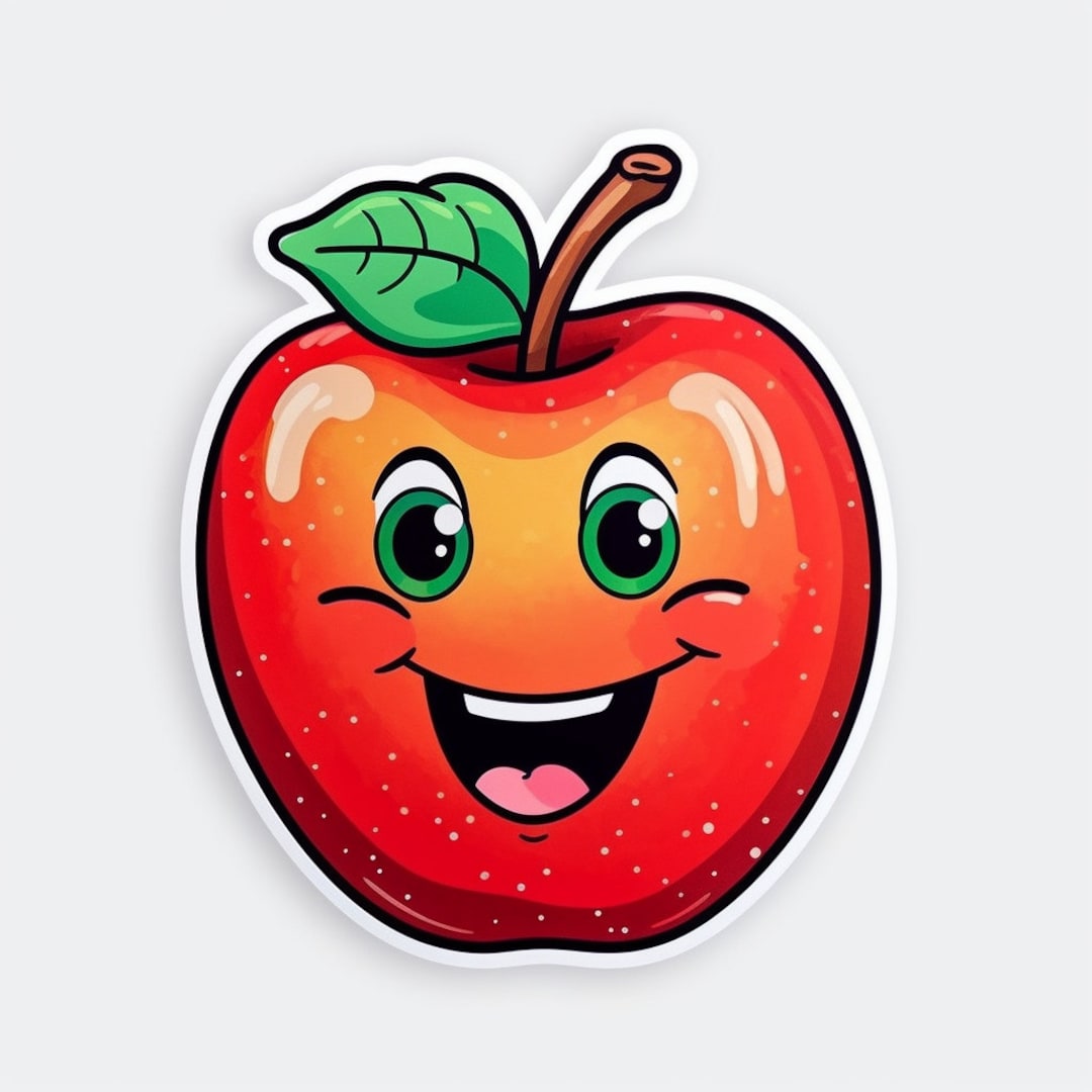 Lustiger ApfelAufkleber Lustiger alberner Apfel Lebendige Etsy.de