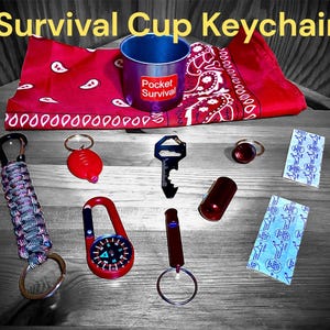 Survival Cup Keychain Kit Busy Toy for Boy Scout Girl Scout Graduation Gift Tools Hiking Gadget Stocking Stuffer Party Favor Gift