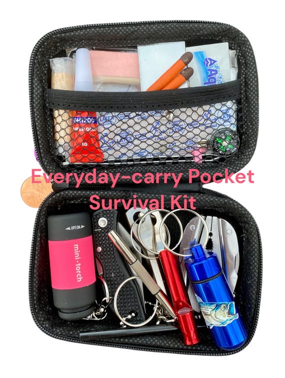 Pocket Survival Kit with Knife, Fire Starter & First Aid - Father's Day Gift