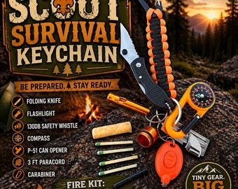 Survival Keychain Kit - Scout Camping Emergency Gadget
