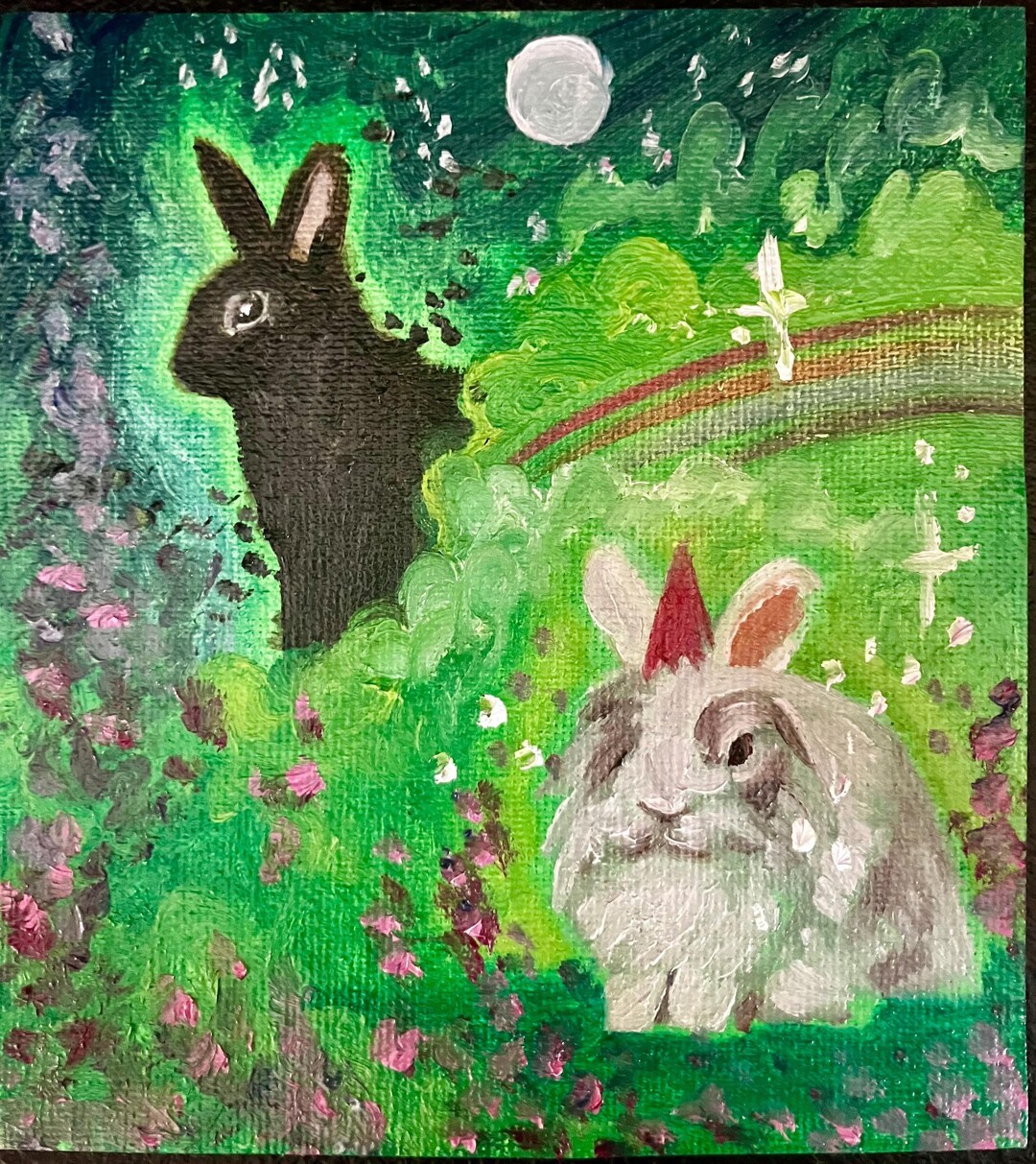 Sophie Rabbit Oil Painting of Sophie and Howl for Rosemary&rabbits - Etsy