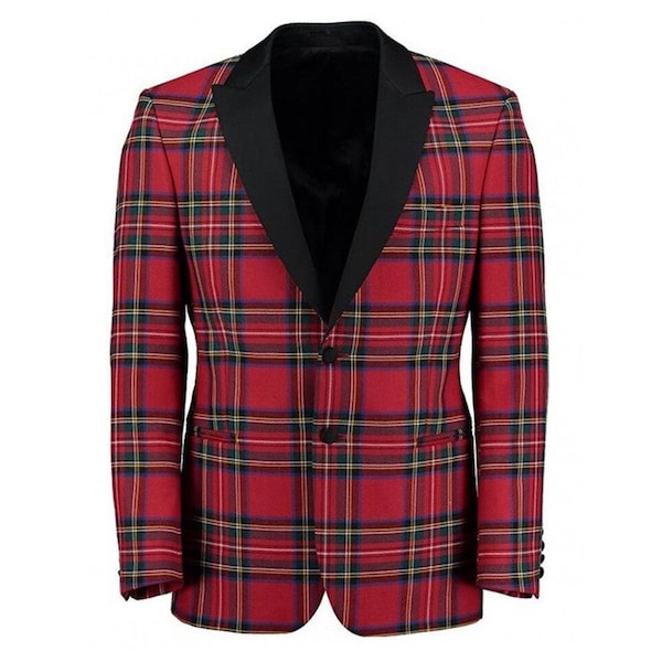 Tartan Scottish Royal Stewart Red Plaids Men's Bomber Jacket main image 0