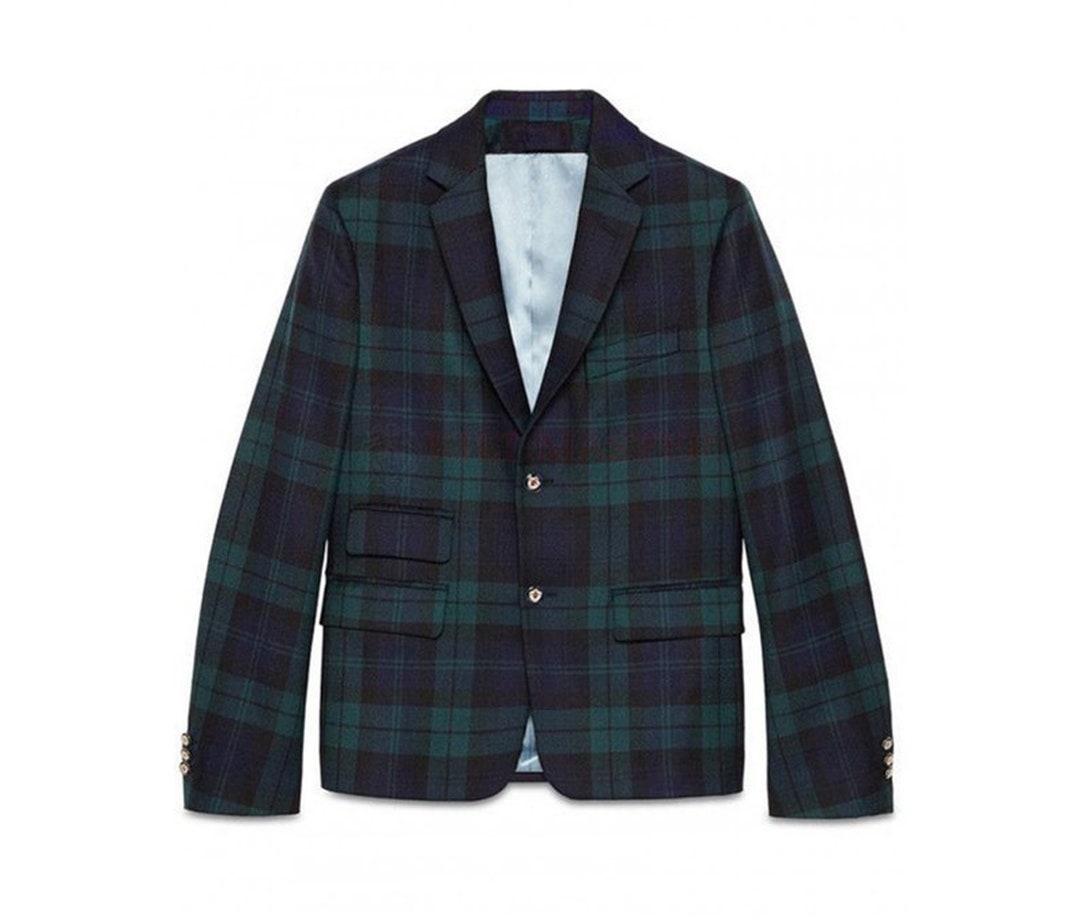 Custom Made Black Watch Tartan Jacket Scottish Jacket for Men Highland