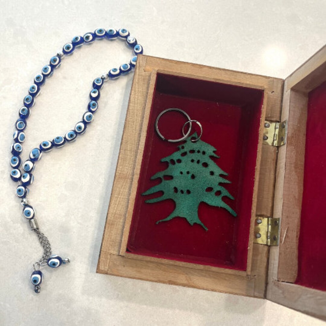 Lebanese Cedar Tree Leather Pendant Keychain Hanging Lebanon Etsy