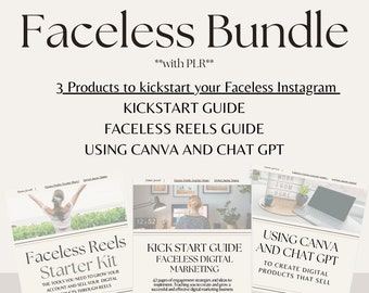 Pacote de marketing digital sem rosto - com PLR | Comece ou impulsione seu Faceless Marketing com este PACOTE de 3 guias