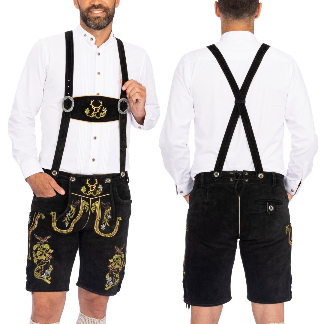 Authentic Men's Lederhosen Traditional German Leather Pants Leiderhosen ...