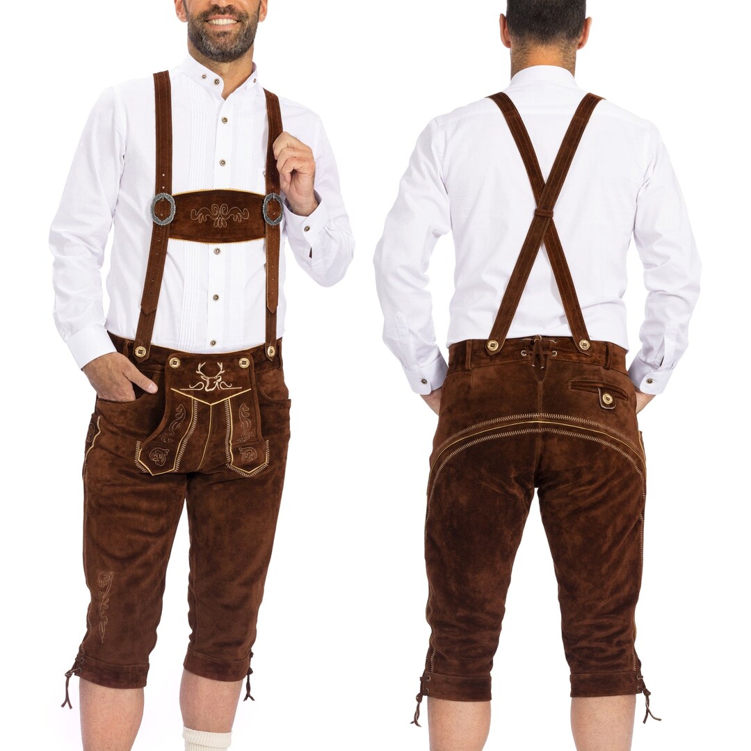 Authentic Men's Lederhosen Traditional German Leather Pants Leiderhosen ...