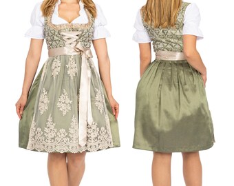 Women's German Dirndl Dress Green Gold