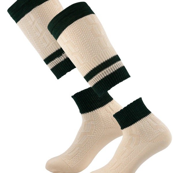 Bavaria Trachten Lederhosen Socks, German Oktoberfest Socks, Loferl Octoberfest Stockings, Green White