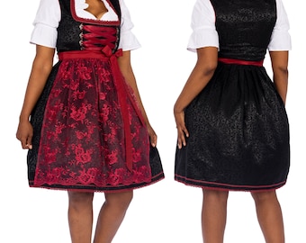 Women's German Dirndl Dress Black Red