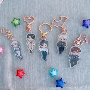 Love and Deepspace Acrylic Keychains — LADS Holographic Charms of Xavier, Zayne, Rafayel, Sylus, and Caleb