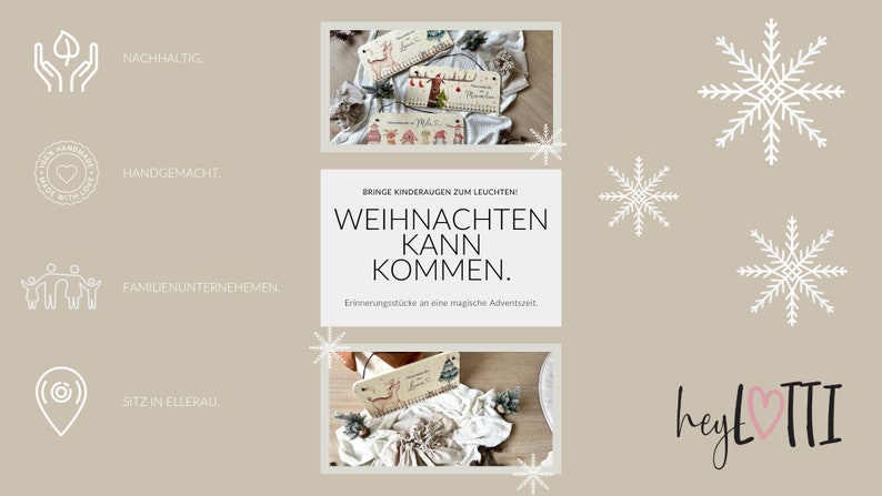 Personalisierter Adventskalender Tiere mit Name Weihnachten für Kinder Adventskalender aus Holz zum Befüllen 24 Jutesäckchen Natur Bild 9