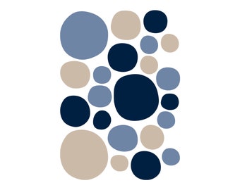 Wandsticker Punkte, mehrfarbig blau/beige | Wandtattoo Punkte | Kreise | Wandtattoo Kinder | Kinderzimmerdeko | Babyzimmer