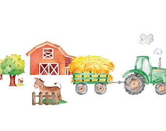 Wandtattoo „Bauernhof" | Kinderwandmotiv | Kinderwandtattoo| Wandaufkleber Kinderzimmer | Babyzimmerwand | Traktor | Tiere |Trecker