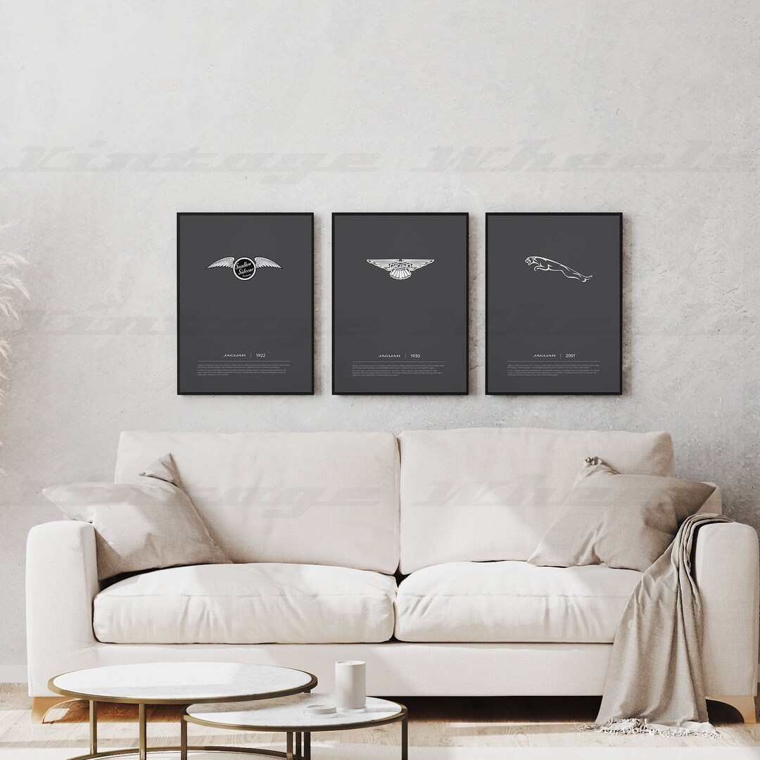 Jaguar Logo Collection Poster, Iconic Jaguar Car Logos, Gift for Boy ...