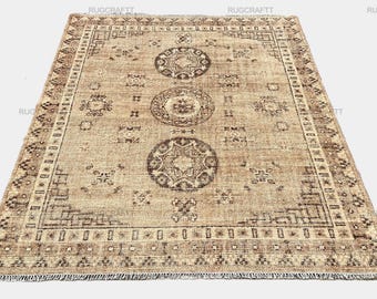 Quick ship 8X10 Hand knotted Wool Oushak Rug Brown Beige Living Room Decor