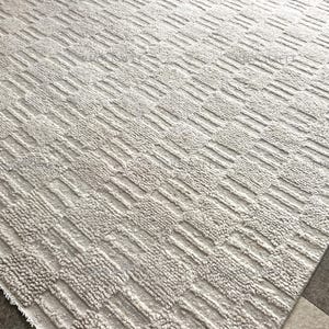 8x10 9x12 hand knotted ivory wool rug, textured geometric carpet for living room, bedroom & dining décor, modern style, custom sizes