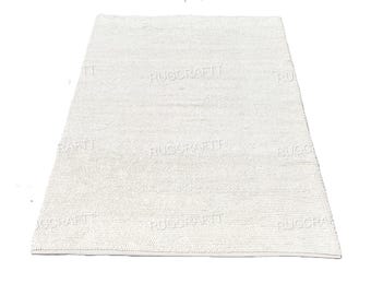 Hand Knotted Ivory Wool Rug – 8x10 Solid Neutral Scandinavian Carpet