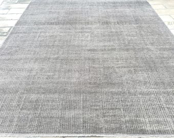 Hand Knotted 8x10 Modern Grey Textured Wool Area Rug for Living Room decor