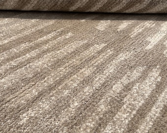 Hand Knotted Wool Area Rug: Beige Grid, Modern Minimalist For living Room, Bedroom Decor