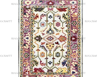 Tappeto in lana annodato a mano 3x5, colorato, tribale, orientale, vintage, fatto a mano, resistente, tappeto decorativo