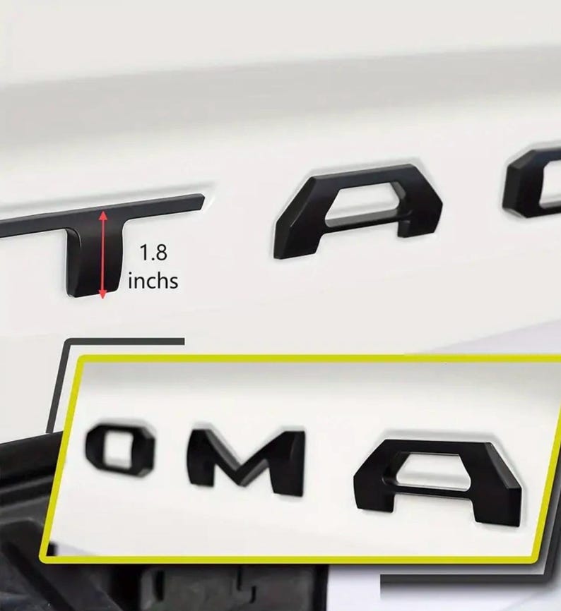Matte Black Double Layer Tailgate Insert Letters For 2016-2023 Toyota Tacoma