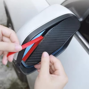 2PCS Car Side Mirror Rain Eyebrow Visor. Carbon Fiber pattern.