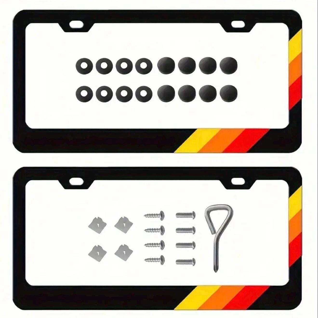 2-Pack Toyota Black Stainless Steel Metal License Plate Frames – Front/Rear