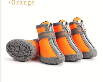 4pcs Non-Slip Dog Boots for Small and Medium Breeds - Protective Paw Gear, Prevents Slipping & Dirt, Size Large. Red and lake blue in size 4