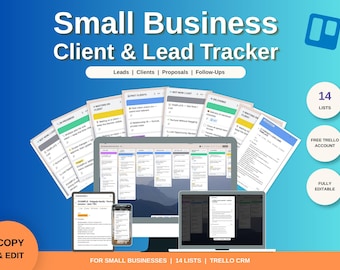 Trello CRM Template for Small Business, Client & Lead Tracker, Sales Pipeline and Follow-Up Planner