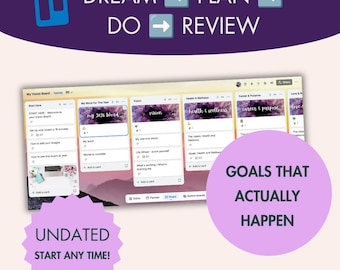 Vision Board Trello Template, Digital Goal Planner, Life Wheel Tracker (90 Day Goals)