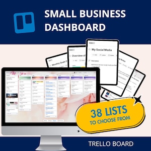Small Business Trello Template, Complete Work Planner with Goals, Projects & Weekly Review, Solopreneur Productivity Board