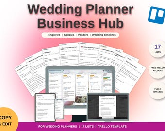 Wedding Planner Business Hub, Trello Template: Client & Wedding Workflow System, Digital Download