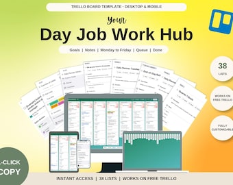 Trello Work Planner Template, Daily Monthly Task Manager (Digital Download)