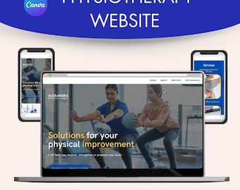 Canva Website Template: Physical Therapist; one-page simple, modern and clean website for your physiotherapy practice