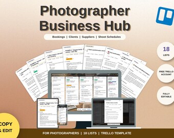 Photographer Business Trello Template | Photography Workflow Board for Wedding Portrait Family Photography | Digital Download
