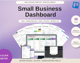 Small Business Trello Board Template, Goals, Projects, Weekly Review (Digital Download)