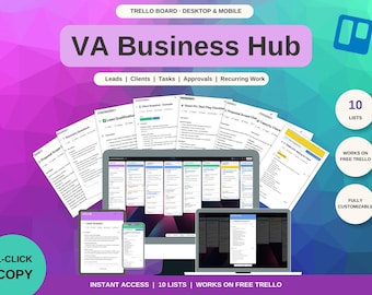 Virtual Assistant Trello Template: Client Management CRM, Onboarding & VA Business Planner